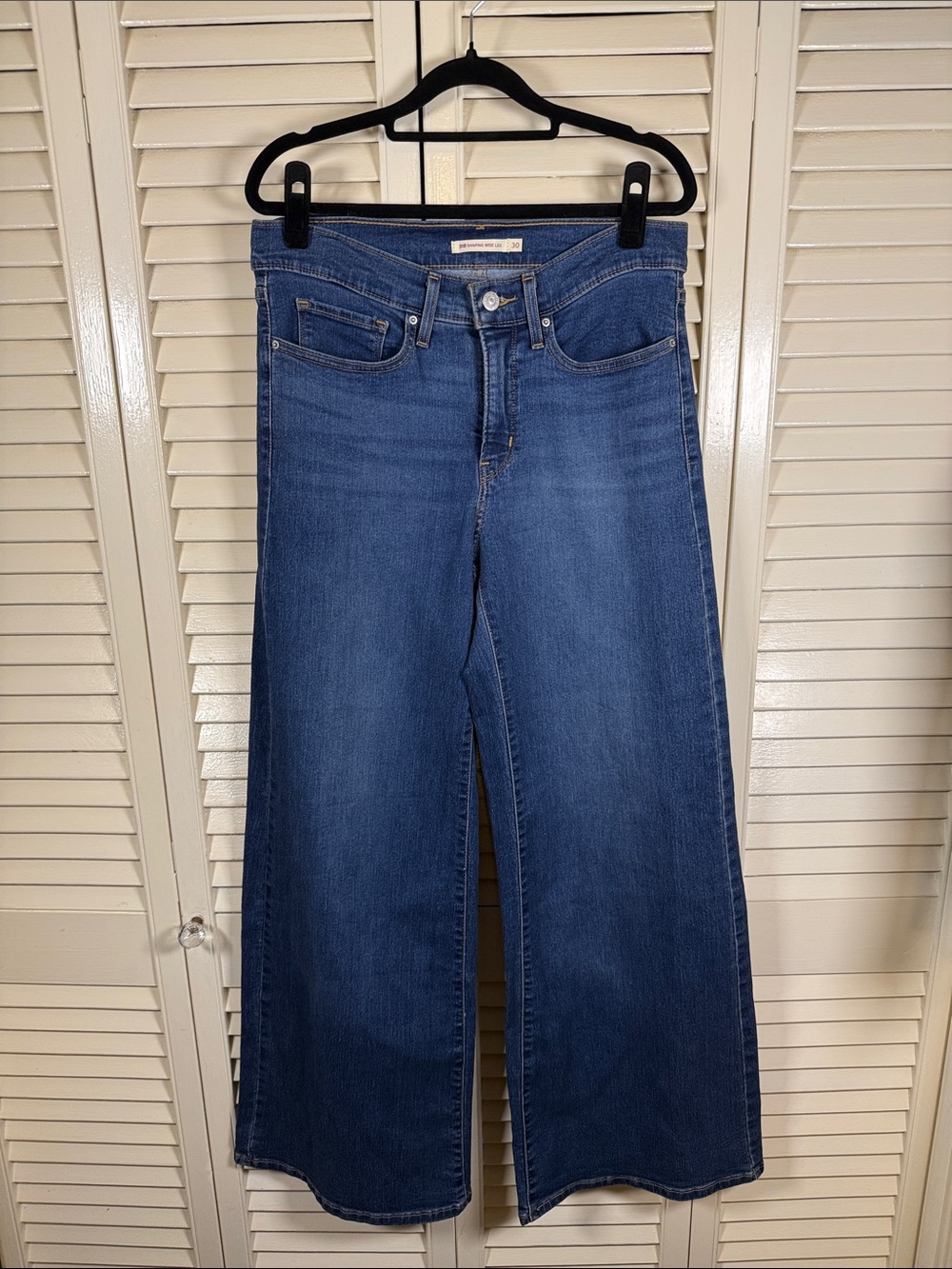 Levi's 318 Shaping Wide Leg Jeans Blue Denim Size 30 x 32